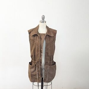 A.L.C. Canvas Zip From Drawstring Vest Olive Green S streetwear military rustic